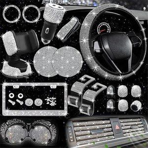 27 PCs Bling Car Accessories Set for Women, Steering Wheel Covers Fit 15 Inch